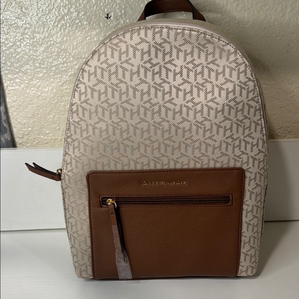 Tommy Hilfiger Beige and Brown Backpack